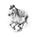 Horse fighting with Snake tattoo design idea