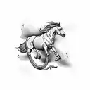 Horse fighting with Snake tattoo design idea