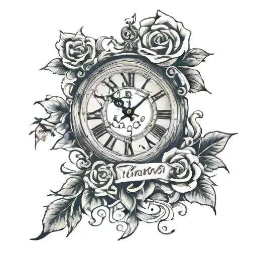 clock at 3:06 AM name naomi eve  tattoo design idea