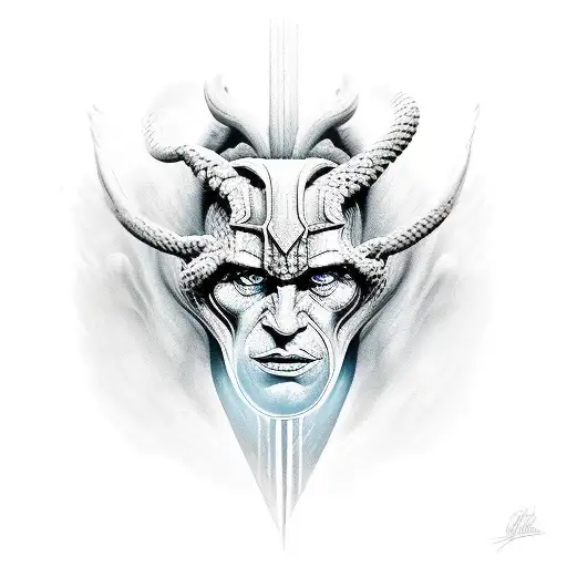 dans le style de la création d'Adam de Michel Ange, Thor et Surt au centre tattoo design idea