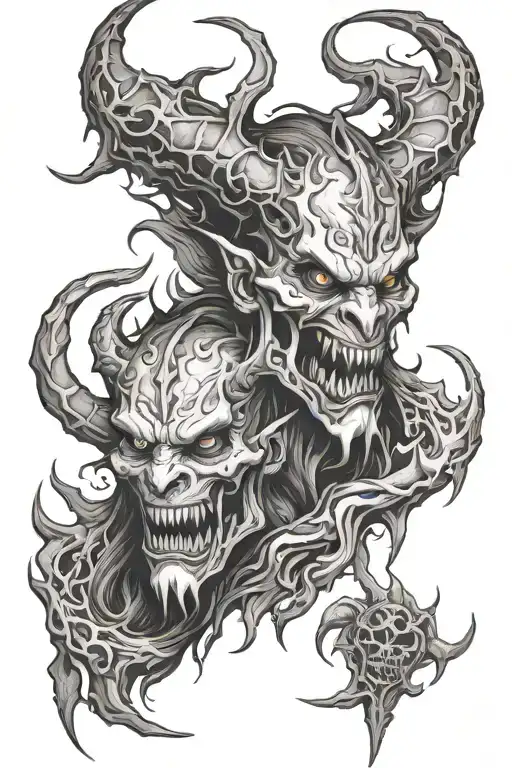 demons, evil spirits, tattoo design idea