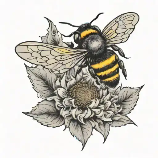 sunflower bee honey comb tattoo design idea