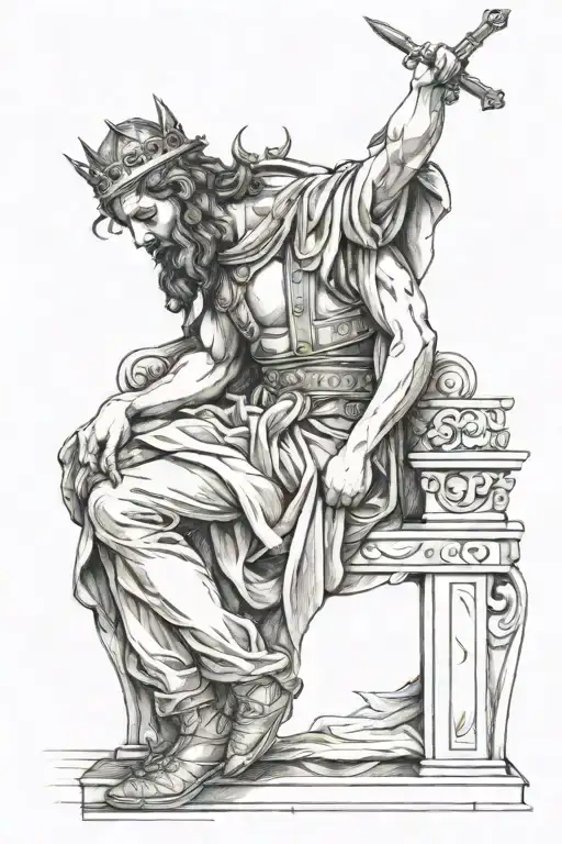 King david sitting on thrown goliaths head at his feet outer shoulder tattoo tattoo design idea