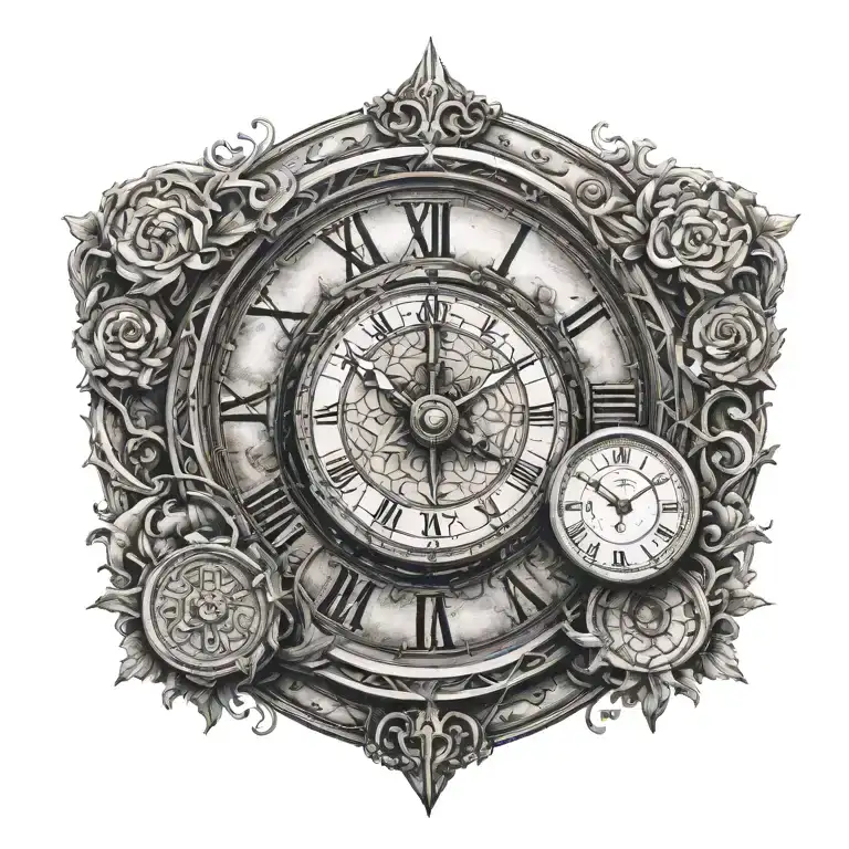 A tattoo design featuring the dates May to November 2013 in a Roman numeral style, incorporating elements of blackwork tattoo design idea