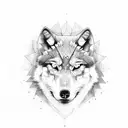 transparent wolf head and inside his head father holding a child hand tattoo design idea