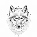 transparent wolf head and inside his head father holding a child hand tattoo design idea