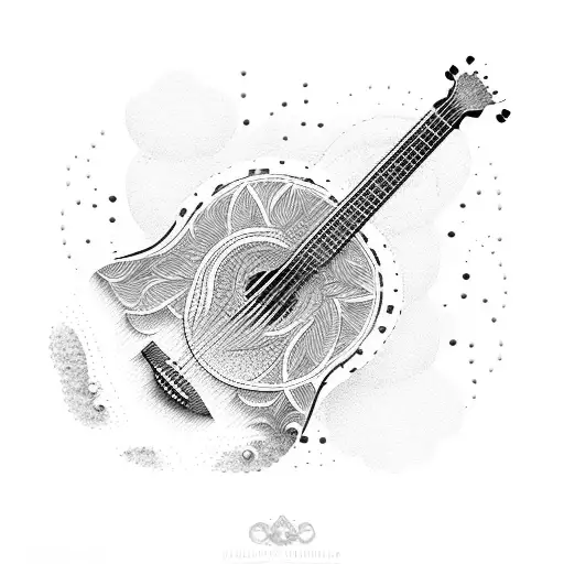  acoustic guitar tattoo design idea