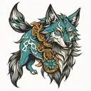anime ferry town wolf tattoo design idea