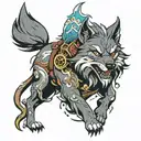 anime ferry town wolf tattoo design idea