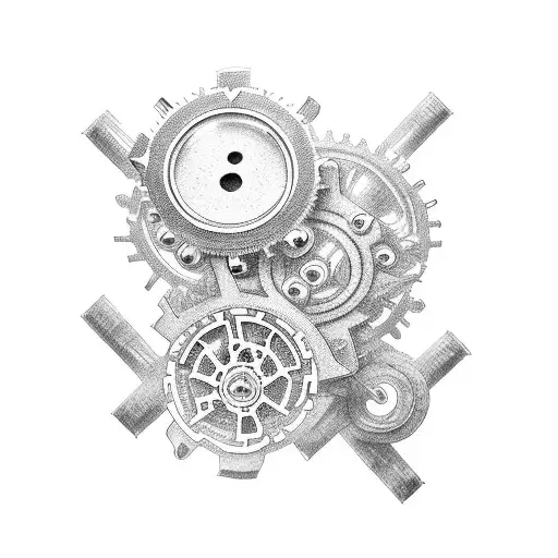 intricate mechanical gears forming a car tattoo design idea