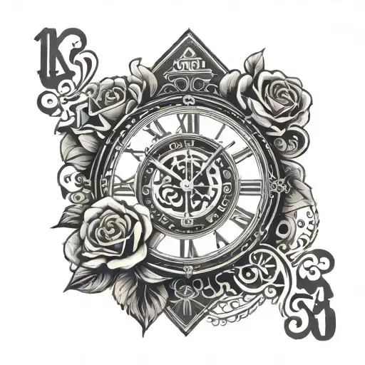 roses playing cards a clock with fijian tribal make it look masculine  tattoo design idea