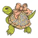 turtle with bow coquette bow with lace tattoo design idea