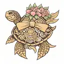turtle with bow coquette bow with lace tattoo design idea