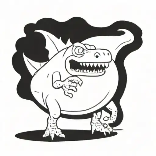 Dinosaur with a T-bone steak tattoo design idea