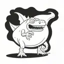 Dinosaur with a T-bone steak tattoo design idea