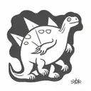 Dinosaur with a T-bone steak tattoo design idea