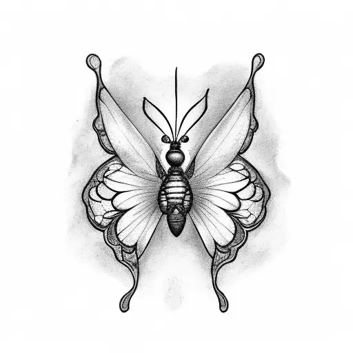 design a black and white tattoo of a small butterfly that one of its wings is burning. tattoo design idea