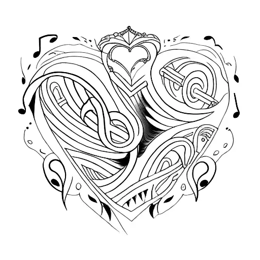 Design a unique tattoo that expresses my love for music in a creative and symbolic way. The design should emphasize my p tattoo design idea