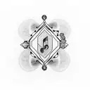 Design a unique tattoo that expresses my love for music in a creative and symbolic way. The design should emphasize my p tattoo design idea