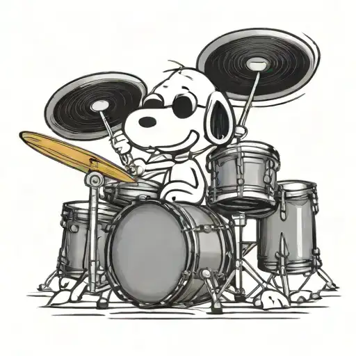 Snoopy and drums tattoo design idea