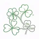two four leaf clovers connecting with the date: 03.17.2010 below the clovers and the phrase: "my lucky charms" above tattoo design idea