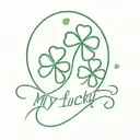 two four leaf clovers connecting with the date: 03.17.2010 below the clovers and the phrase: "my lucky charms" above tattoo design idea