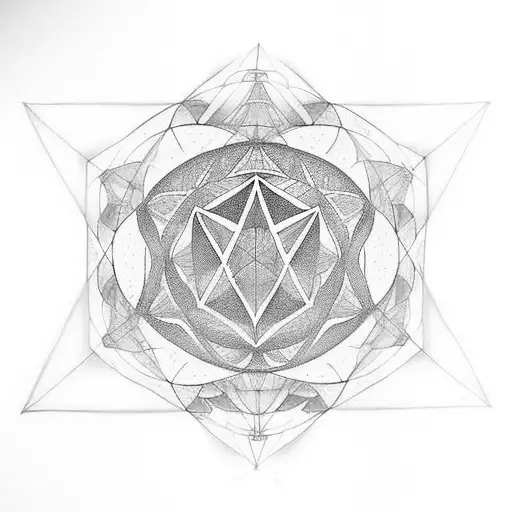 metatron's cube wit 7 colours tattoo design idea