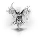 evil angel tattoo design idea
