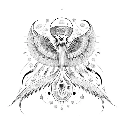 hawk, incorporated with a jellyfish for a back tattoo  tattoo design idea