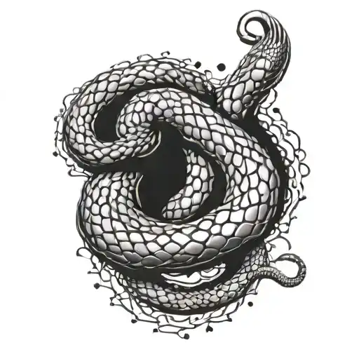 A snake shedding its skin with blood droplets tattoo design idea