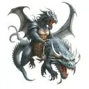 A fierce battle between Daemon Targaryen and Caraxes against the dragon Vegar and Prince Daemon Targaryen tattoo design idea