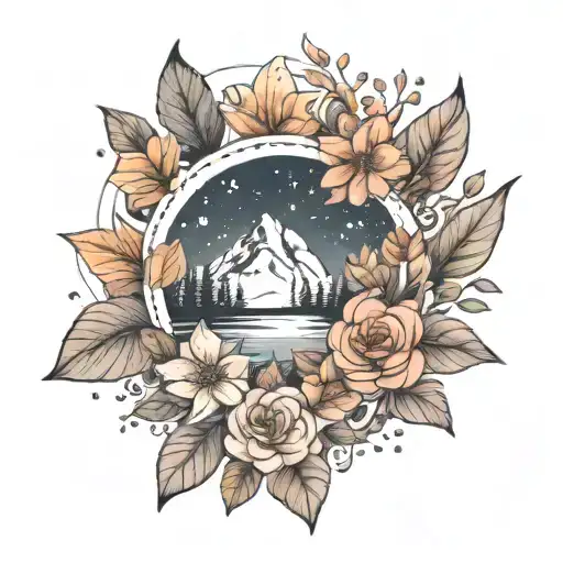 floral wilderness with universe on top  tattoo design idea