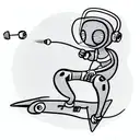 small cute alien on a skateboard wearing earbuds tattoo design idea