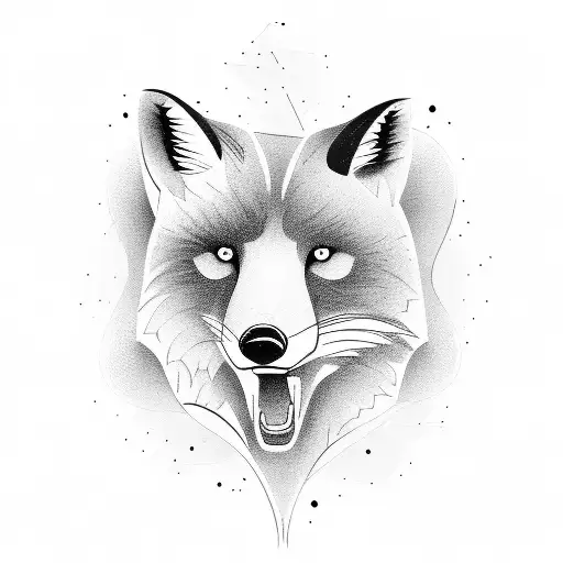 half-face bear and half-face fox  tattoo design idea