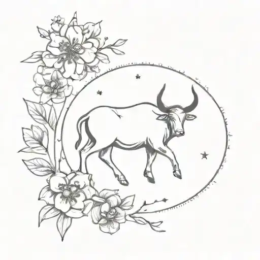 taurus constellation, wildflower, enlightenment, peace  tattoo design idea