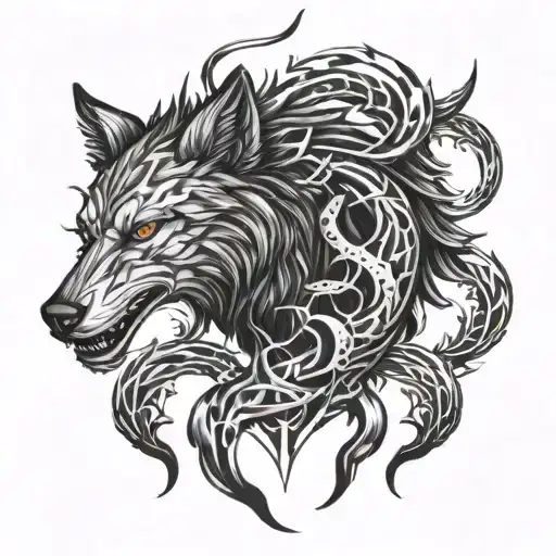 wolf and scorpion tattoo design idea