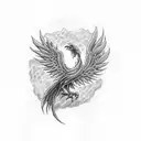 Phoenix with smoke tattoo design idea