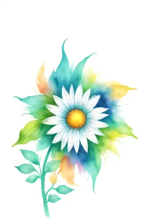 daisy and rainbow tattoo design idea