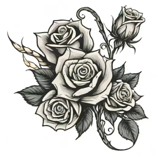 A rose as the main element, a whip as a secondary element and all this burning tattoo design idea