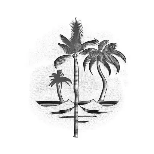 A silhouette of Florida state with a palm tree, and the number 741 incorporated into the design tattoo design idea
