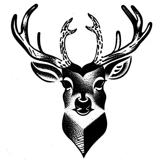deer with antlers tattoo design idea