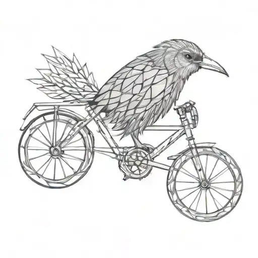 A kiwi bird on a bike racing tattoo design idea