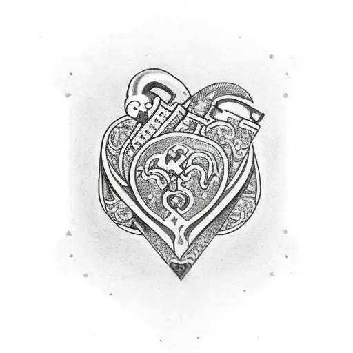 Thorned heart with the letter k inside tattoo design idea