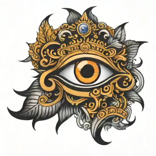 nandhi trishul 3rd eye tattoo design idea