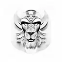 Greek gladiator Games with a gladiator in middle and lion helmet tattoo design idea