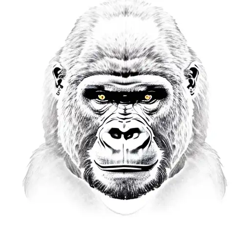 aggressive gorilla with jungle behind it tattoo design idea