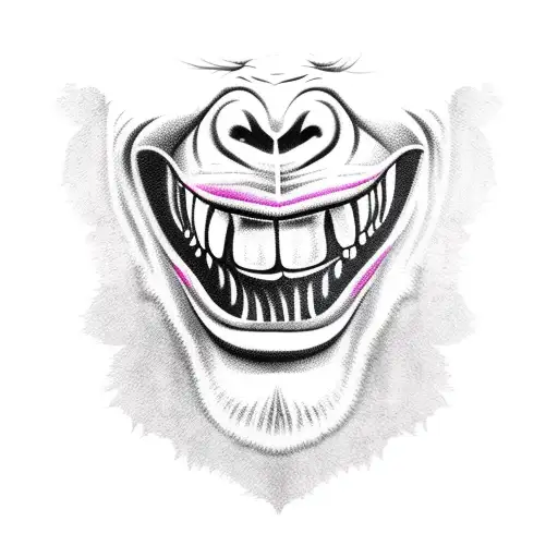 Gorilla angry mouth open with foliage around it tattoo design idea