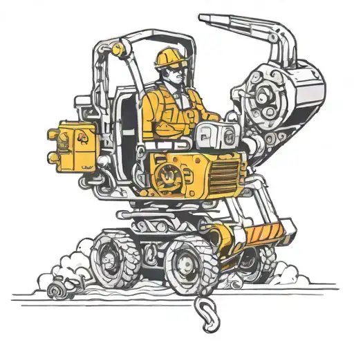 name Fletcher with heavy equipment incorporated tattoo design idea