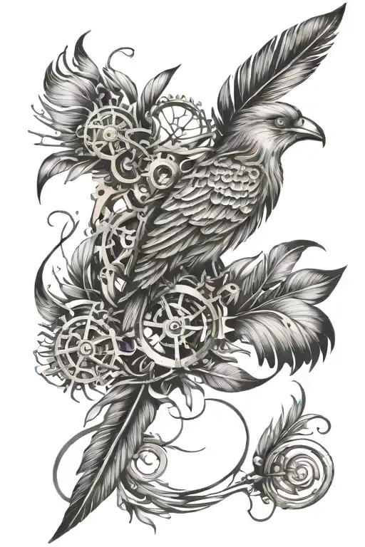 Feather + birds tattoo design idea