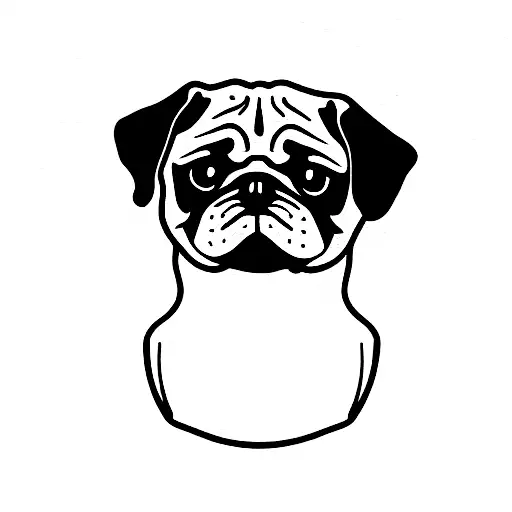 a black pug sitting giving a paw tattoo design idea